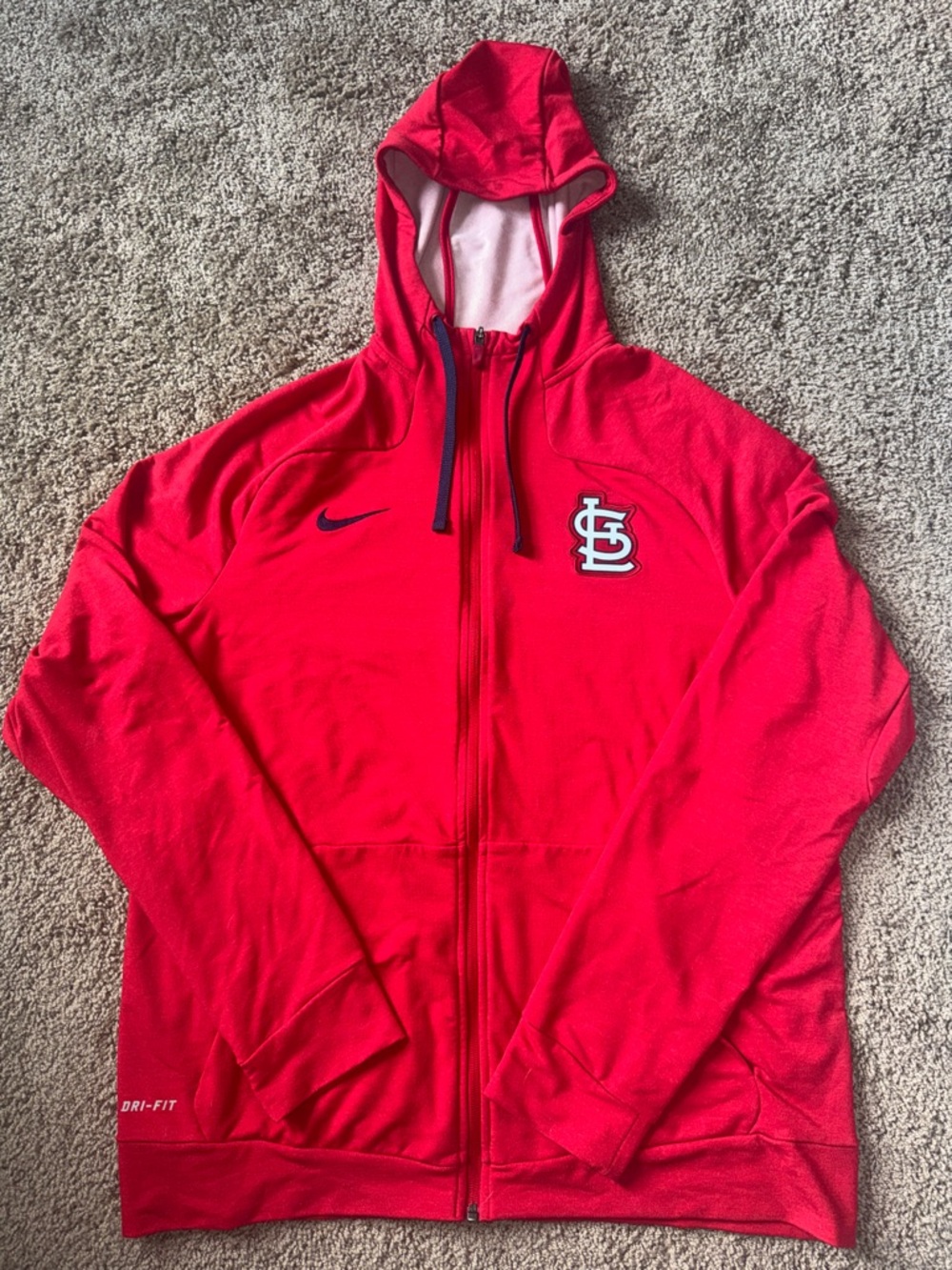 Nike St. Louis Cardinals zip up hoodie sweatshirt Dri-Fit Large 🔴⚾️